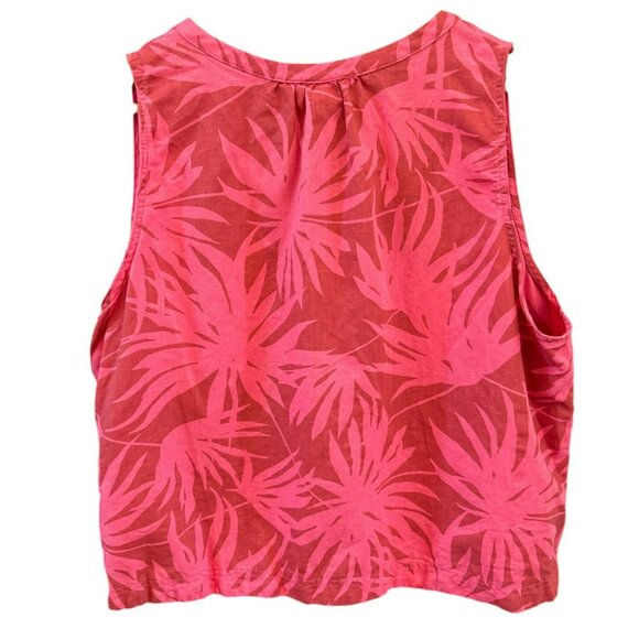 Gap Women's Pink Red Botanical Tropical Print Linen Blend Sleeveless Top XXL - Picture 3 of 5